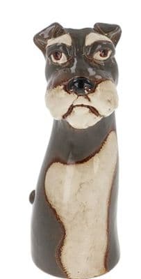 Village Pottery Top Dog  Schnauzer Glazed Tall Vase