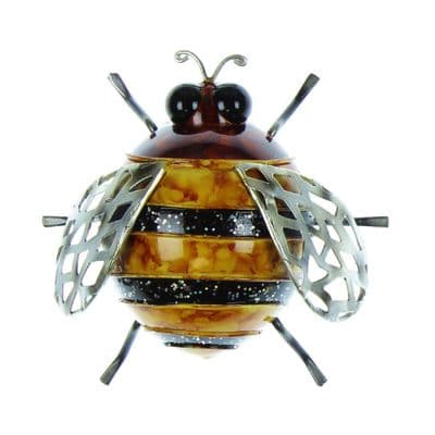 Widdop & Co. Hand Painted Metal Colourful Bumble Bee Garden Home Wall Art