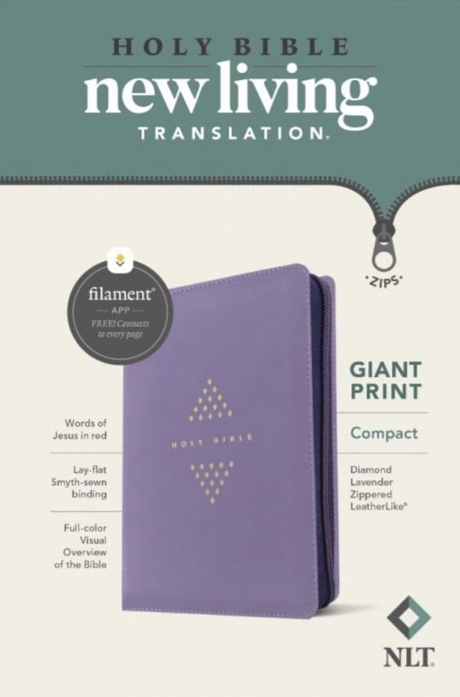 NLT Compact Giant Print Zipper Bible, Diamond Lavender, Filament Edition (2)