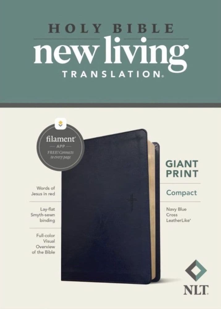 NLT Compact Giant Print Zipper Bible, Navy, Filament Edition