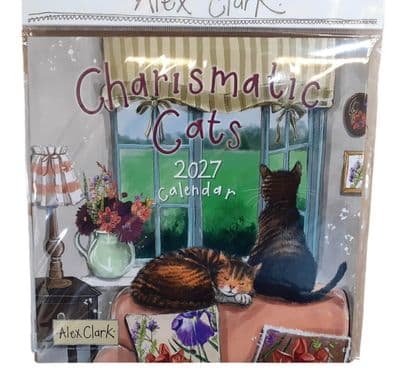 Alex Clark Charismatic Cats 2027 Wall Calendar | Cute Cat Art Monthly Planner UK