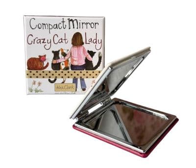 Alex Clark Crazy Cat Lady Compact Mirror with Magnifying Mirror & Gift Box