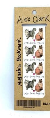Alex Clark Large, Loveable Longhairs Magnetic Bookmark – Cat Book Mark