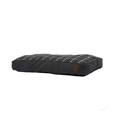 Ancol Black & Grey Tartan Dog Mattress 75x60cm | Washable Recycled Fibre Pet Bed UK