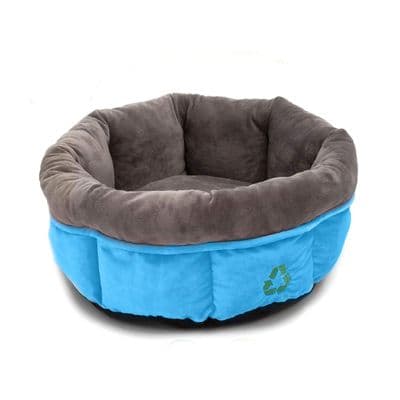 Ancol Blue Donut Dog Bed 50cm Recycled Calming Puppy Bed UK Plush