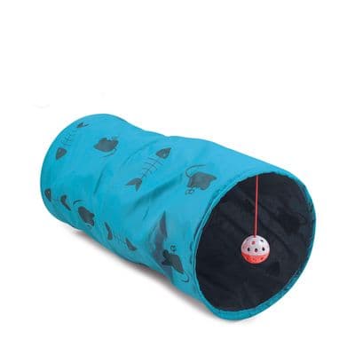 Ancol Cat Play Tunnel 50cm Crinkle Cat Toy Tunnel | Interactive Indoor Cat Activity Tunnel UK