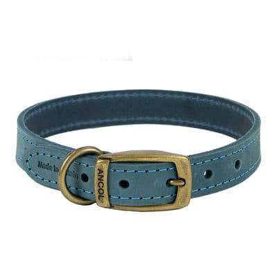 Ancol Classic Collection Leather Collar Blue 20-26cm Size 1