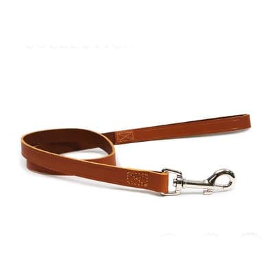 Ancol Classic Luxury Leather Dog Lead Tan 1m UK Made Bridle Leather Large Dogs 50kg