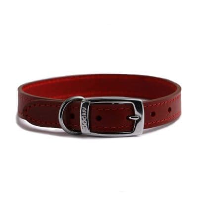 Ancol Classic Red Leather Dog Collar Size 6 (45–54cm) – UK Bridle Leather Durable