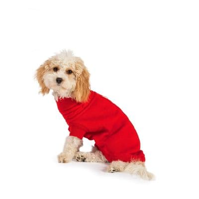 Ancol Extra Small Red Cable Knit Dog Jumper with Harness Hole – Warm Winter Sweater