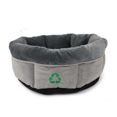 Ancol Grey Donut Dog Bed 50cm Recycled Calming Puppy Bed UK Plush