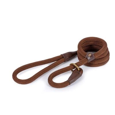 Ancol Heritage Deluxe Brown Rope Slip Lead for Dogs 1.5m x 12mm
