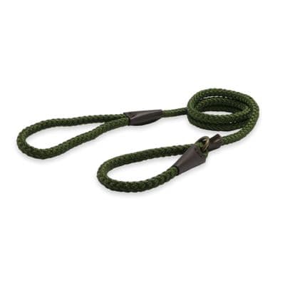 Ancol Heritage Rope Slip Lead Green – 1.2m x 10mm, Up to 30kg