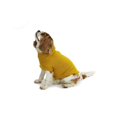 Ancol Large Mustard Cable Knit Dog Jumper with Harness Hole – Warm Winter Sweater