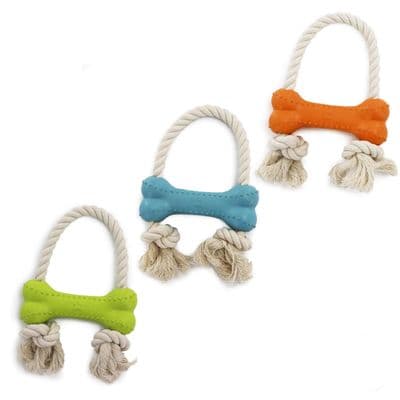 Ancol Made From Rice Husk Bone Dog Toy Eco Friendly Cotton Rope Chew Toy