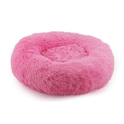 Ancol Pink Super Plush Donut Dog Bed 50cm – Calming Anti-Anxiety Pet Bed UK