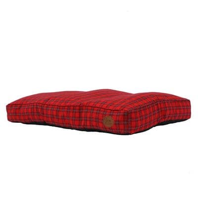 Ancol Red Tartan Dog Mattress 100x70cm | Washable Large Recycled Fibre Pet Bed UK