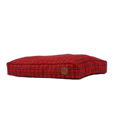 Ancol Red Tartan Dog Mattress 75x60cm | Washable Recycled Fibre Dog Bed with Handle UK