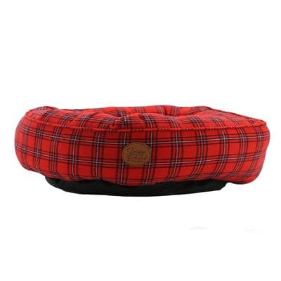 Ancol Red Tartan Donut Dog Bed 70x60cm | Calming Anxiety Relief Pet Bed UK