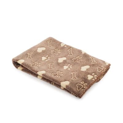 Ancol Sleepy Paws Dog Comfort Blanket Brown 74x74cm – Soft Fleece Pet Throw