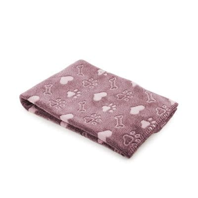 Ancol Sleepy Paws Pink Dog Blanket 74x74cm – Soft Fleece Comfort Pet Throw