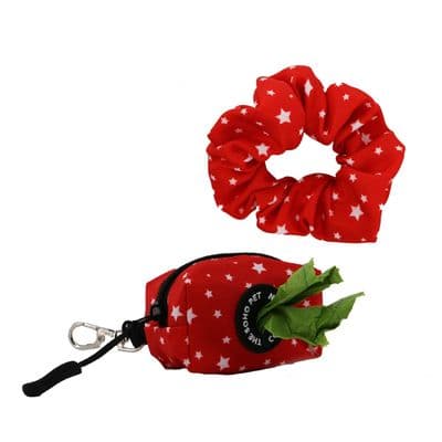 Ancol Star Pattern Dog Poop Bag Dispenser & Scrunchie – Eco Recycled Fabric Set