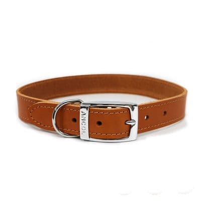 Ancol Tan Leather Dog Collar Size 3 UK | 28–36cm Bridle Luxury Collar
