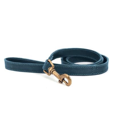 Ancol Timberwolf Blue Leather Dog Lead 1m x 19mm UK Made Strong Walking Lead up to 50kg