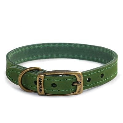Ancol Timberwolf Green Leather Dog Collar 39–48cm Size 5 – UK Made