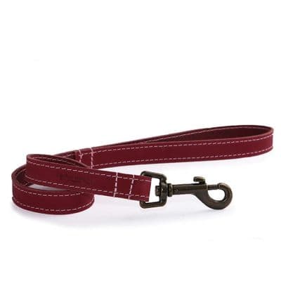 Ancol Timberwolf Leather Lead Raspberry 60cm x 1.9cm , Dog Accessory