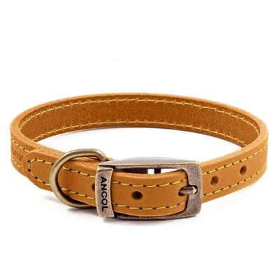 Ancol Timberwolf Mustard Leather Dog Collar Size 6 (45–54cm) – UK Made Durable Bridle Leather