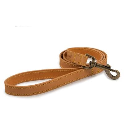 Ancol Timberwolf Mustard Leather Dog Lead 1m x 19mm UK Made Strong Walking Lead 50kg