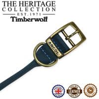 Timberwolf Round Leather Dog Collar Blue 28–36cm UK