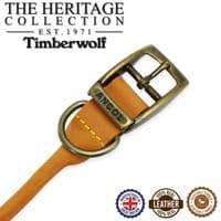 Timberwolf Round Leather Dog Collar Mustard 28–36cm UK