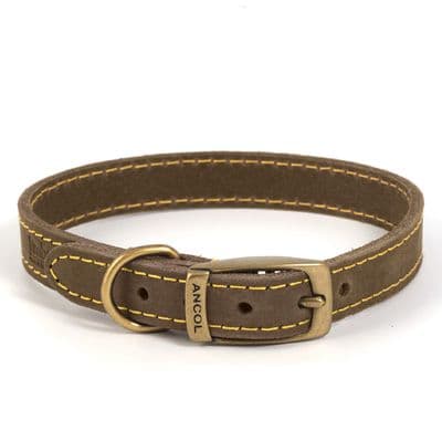 Ancol Timberwolf Sable Leather Dog Collar 39–48cm Size 5 – UK Made