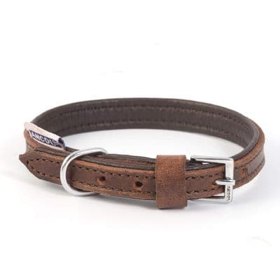 Ancol Vintage Leather Padded Dog Collar Size 5 (39–48cm) UK Made Large Breed Collar