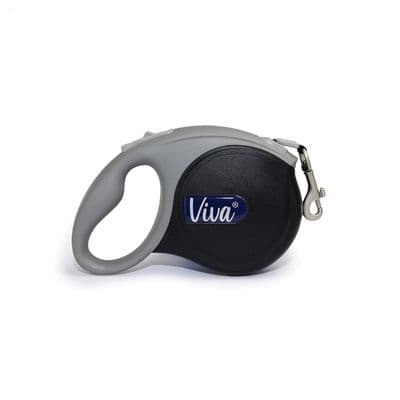 Ancol Viva Retractable Dog Lead 5m Black Medium 30kg | Strong Tape Dog Lead UK