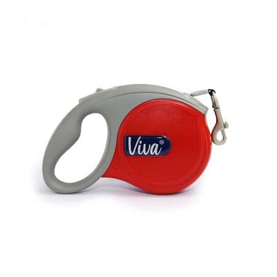 Ancol Viva Retractable Dog Lead 5m Red Medium 30kg | Strong Tape Dog Lead UK