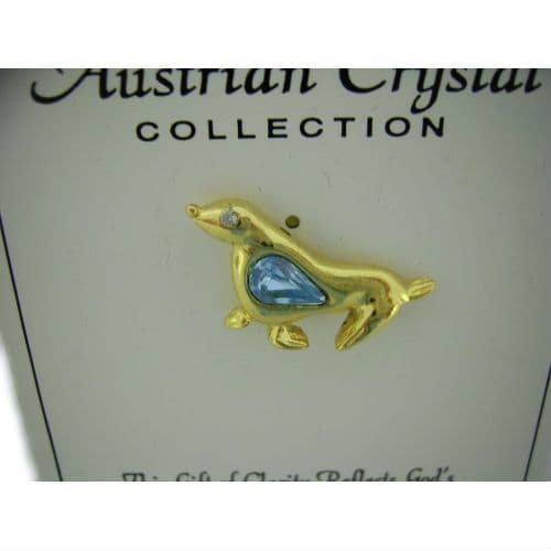Austrian Blue Crystal Pin Badge