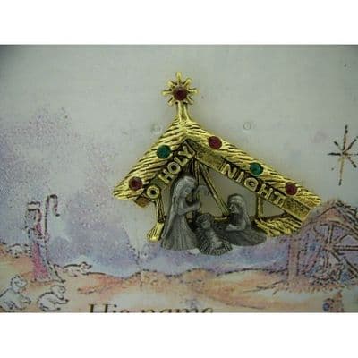 Austrian Crystal Quality Pin Badge, O Holy Night
