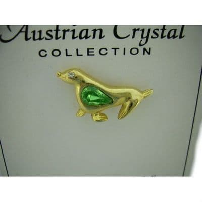 Austrian Green Crystal Pin Badge