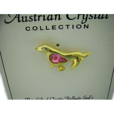 Austrian Pink Crystal Pin Badge