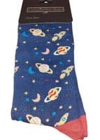 Bamboo Men’s One Size Blue Socks Planets