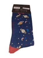 Bamboo Men’s One Size Blue Socks Planets