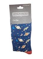 Bamboo Men’s One Size Blue Socks Planets