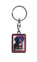 Black Labrador Metal Keyring