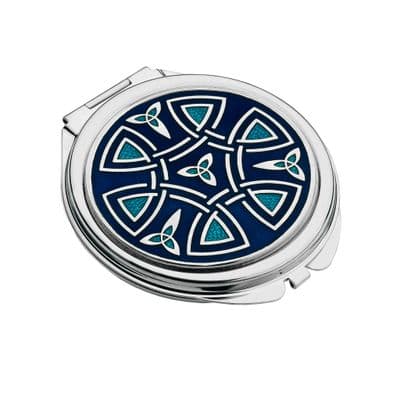 Blue Compact Mirror Celtic Trinity and Coils