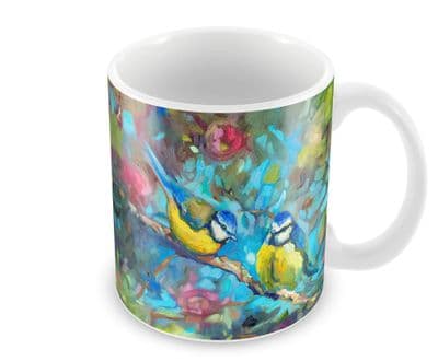Bluebirds & Blossom  Ceramic Earthenware Mug by Sue Gardner
