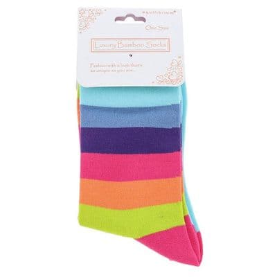 Bright Rainbow Luxury Bamboo Ladies Socks – One Size, Soft & Breathable UK Design