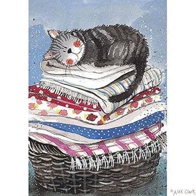 Cat in Laundry Basket Cotton Tea Towel